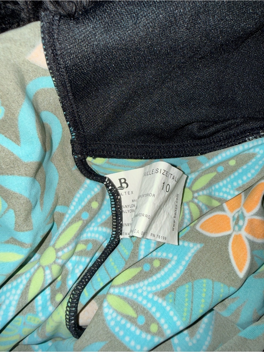 Floral Swimwear in Teal, Orange & Lime on Black - Picture 5 of 5
